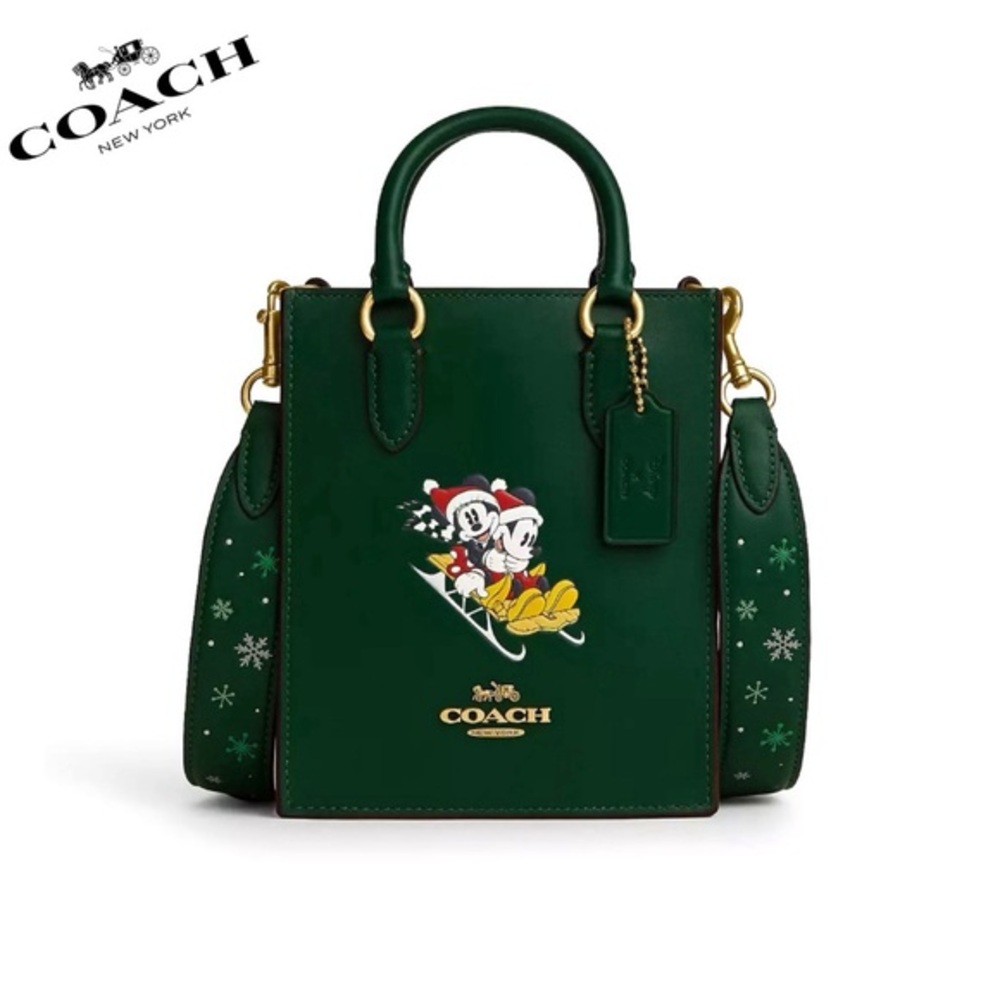 NWT Disney X Coach North‎ South Mini Leather Tote With Sled Motif